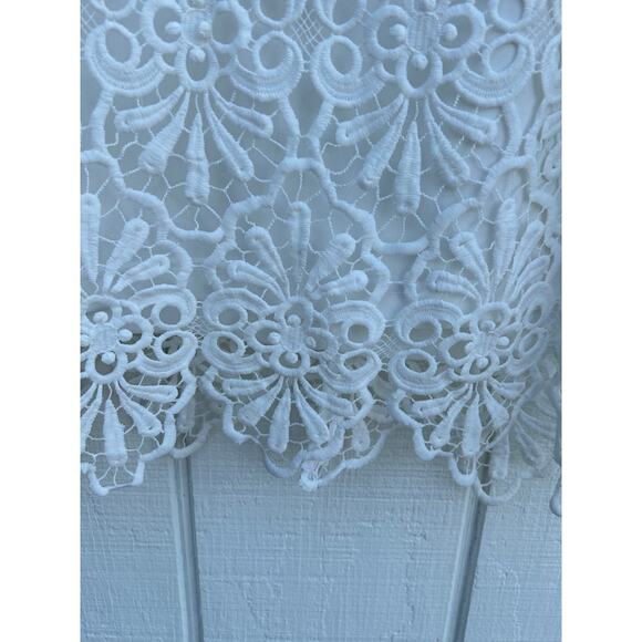 Adrianna Papell White Crochet Lace Shift Dress, Lined, Sleeveless, Sz 12 - Picture 5 of 6